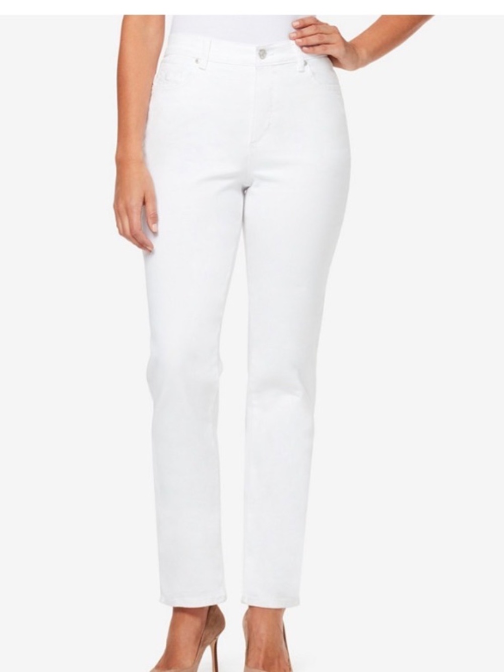 Gloria Vanderbilt Women’s Amanda Classic Straight White Jeans, Size 16W